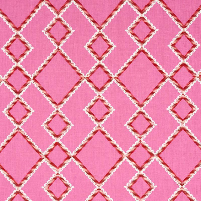 Branson Embroidery Pink 75890 by Schumacher Fabric Happy Together 8.12" - Fabric Carolina -