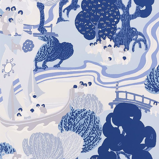 Pearl River Blues 5008441 by Schumacher Wallpaper Signature Schumacher 27.0" - Fabric Carolina - Pearl River Blues 5008441 by Schumacher Wallpaper Signature Schumacher 27.0" - Fabric Carolina -