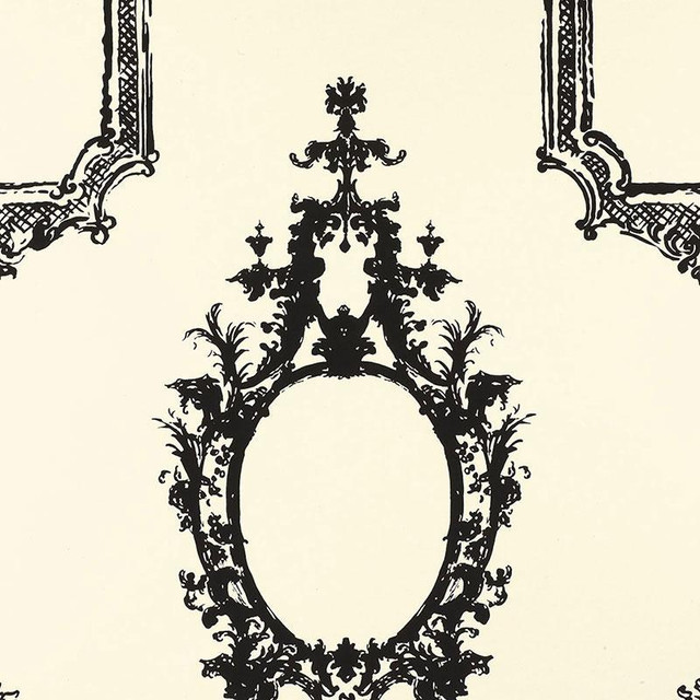 Go Baroque Noir & Blanc 5003290 by Schumacher Wallpaper Exuberant Prints 27.0" - Fabric Carolina -