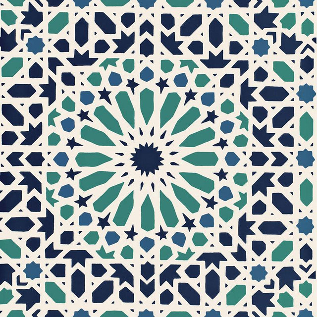 Nasrid Palace Mosaic Aegean 5005960 by Schumacher Wallpaper Byzantium 20.5" - Fabric Carolina -