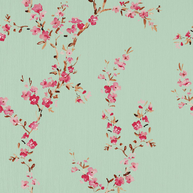 Manchurian Blossoms Celadon by RM CoCo Fabric
