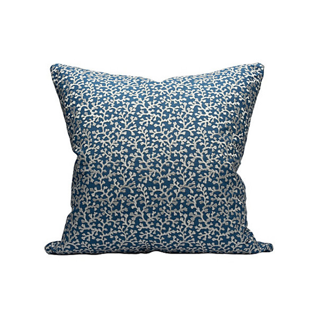 Hele Bay Cobalt by Scalamandre
 Pillow Scalamandre
 Pillow Hele Bay CobaltPillow 100% LINEN|VISCOSE &amp; METALLIC EMBROIDERY INDIA </p><p>Repeat: H: , V: - Fabric Carolina -