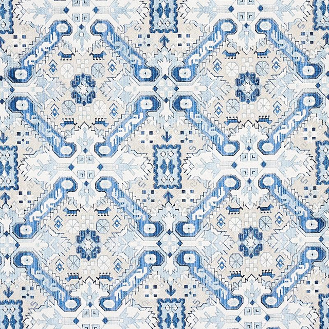Tiraz Velvet Indigo 80601 by Schumacher Fabric Tapis 13.4" - Fabric Carolina -