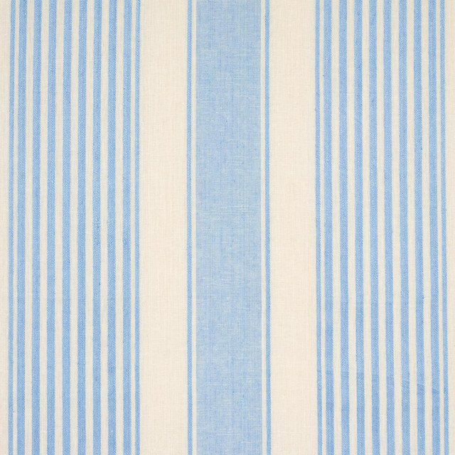 Summerville Linen Stripe Sky 66094 by Schumacher Fabric Stripes Revisits 13.5" - Fabric Carolina - Summerville Linen Stripe Sky 66094 by Schumacher Fabric Stripes Revisits 13.5" - Fabric Carolina -