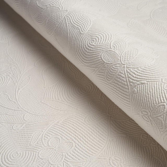 Quilted Scroll Matelass Ivory 81590 by Schumacher Fabric Williamsburg 27.5" - Fabric Carolina - Quilted Scroll Matelass Ivory 81590 by Schumacher Fabric Williamsburg 27.5" - Fabric Carolina -