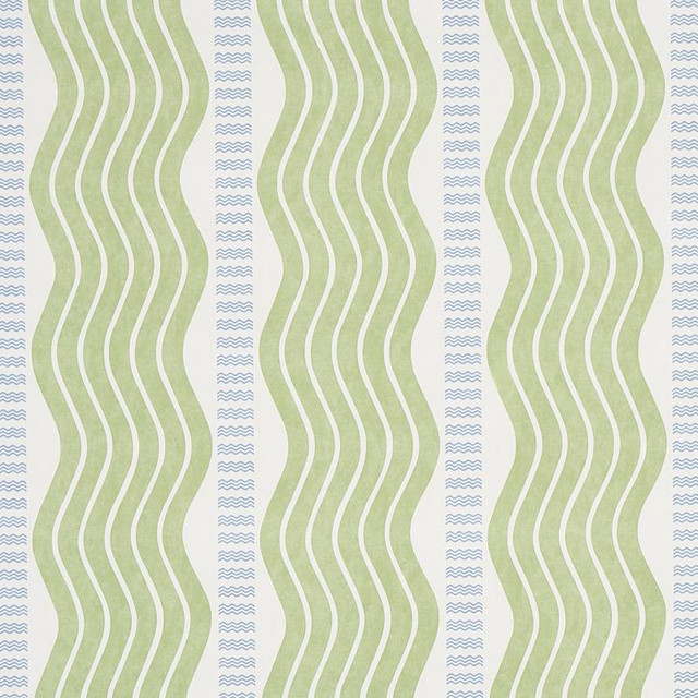 Sina Stripe Green 5012120 by Schumacher Wallpaper Copacabana 13.5" - Fabric Carolina -