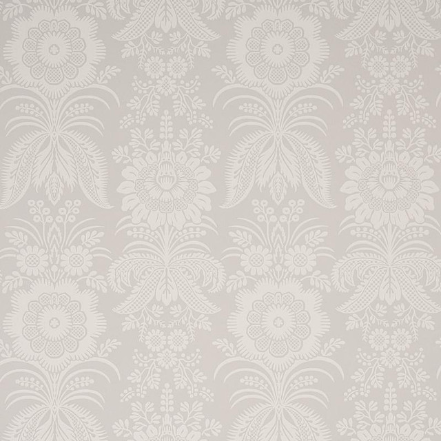 Greta Grey 5012721 by Schumacher Wallpaper New Traditional 27.0" - Fabric Carolina -