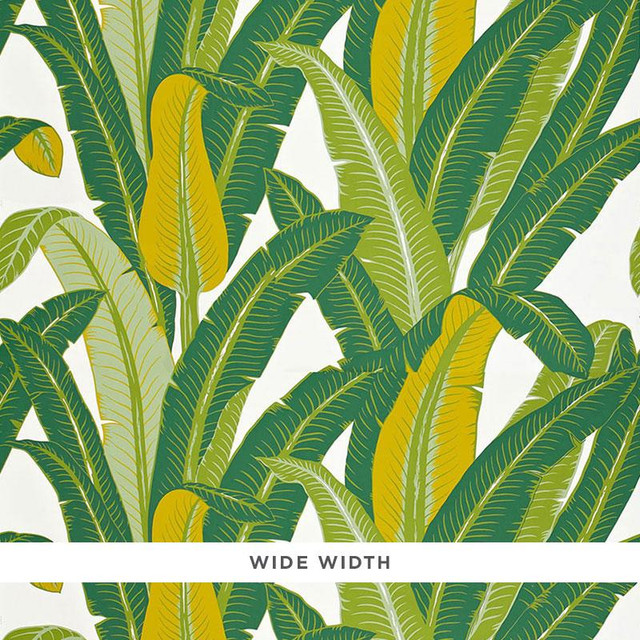 Tropical Isle Green On White 2707230 by Schumacher Wallpaper Full Bloom 54.0" - Fabric Carolina - Tropical Isle Green On White 2707230 by Schumacher Wallpaper Full Bloom 54.0" - Fabric Carolina -