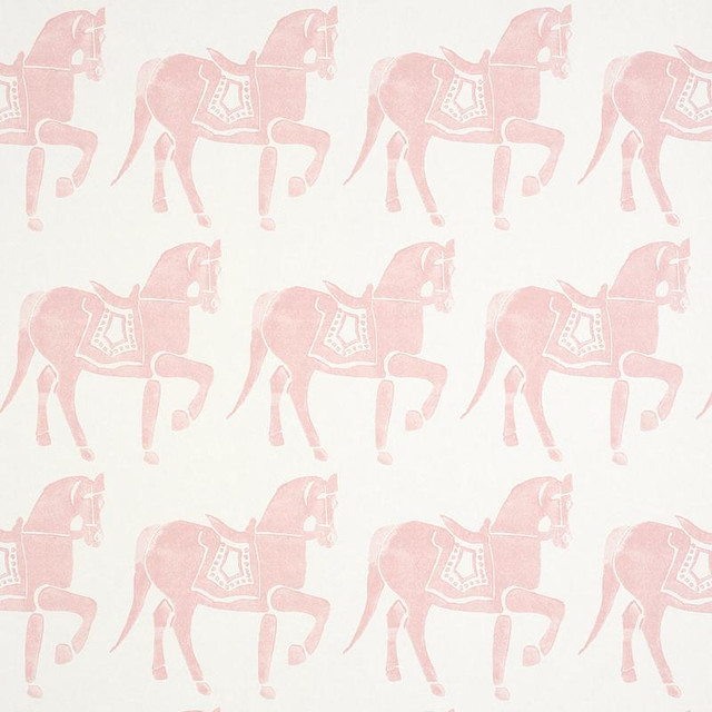 Marwari Horse Pink 5011132 by Schumacher Wallpaper Molly Mahon 6.88" - Fabric Carolina -