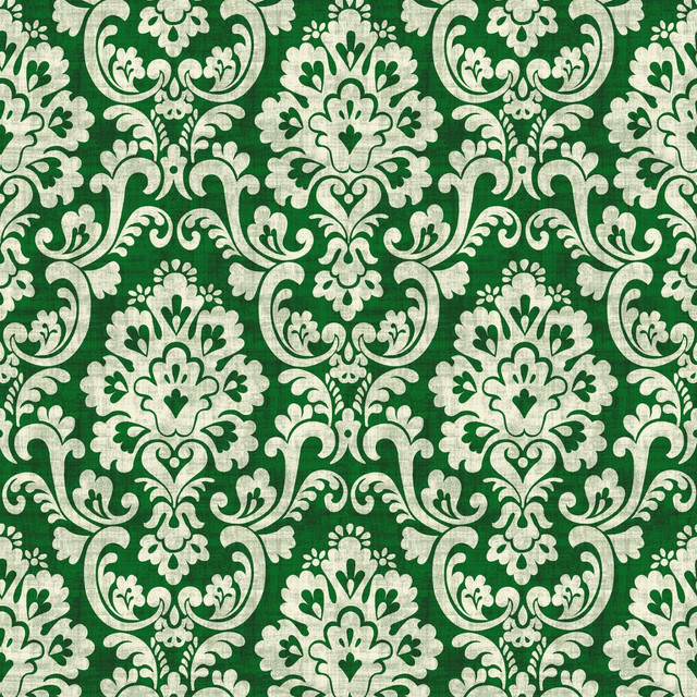Frescato Damask Reversal Emerald by RM CoCo Fabric