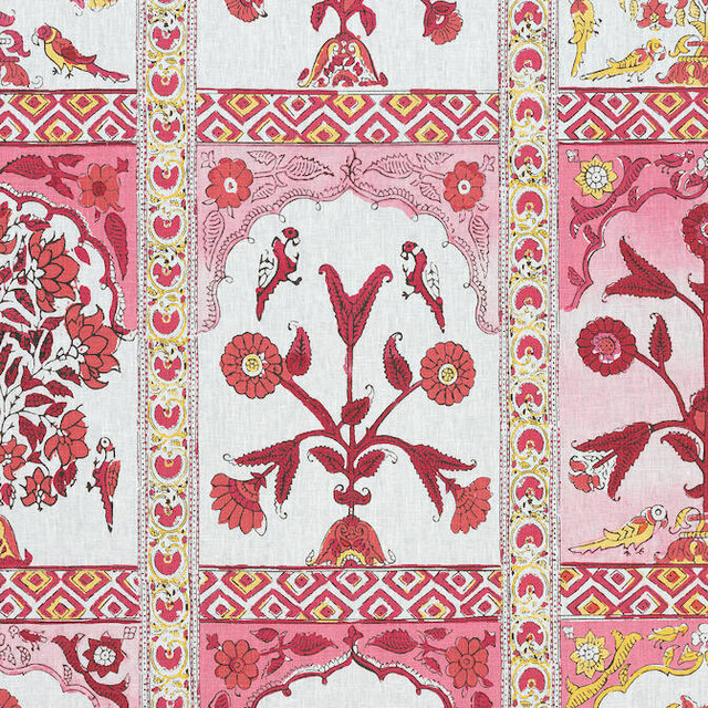 Indian Panel Pink F910632 by Thibaut Fabric Thibaut Fabric Indian Panel Pink F910632Fabric Ceylon Fabric 100% Linen THAILAND </p><p>Repeat: V: 35 54 - Fabric Carolina -