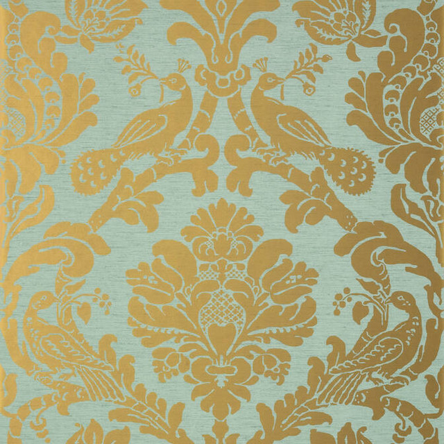 Passaro Damask Metallic Gold on Aqua T89141 by Thibaut Wallpaper Thibaut Wallpaper Passaro Damask Metallic Gold on Aqua T89141Wallpaper Damask Resource 4 Wallpaper U.S.A. </p><p>Repeat: V: 27 27 - Fabric Carolina -