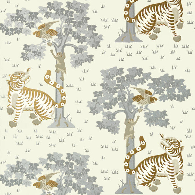Kahna Metallic Gold and Silver AT78779 by Anna French Wallpaper Anna French Wallpaper Kahna Metallic Gold and Silver AT78779Wallpaper Palampore Non Woven Wallpaper UNITED KINGDOM </p><p>Repeat: V: 21 27 - Fabric Carolina -