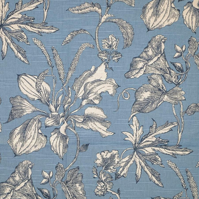 Dewsbury # 528 French Blue by Maxwell Fabric Print Gallery Ii 100% COTTON PAKISTAN V-25.3" H-13.5" 54" - Fabric Carolina -