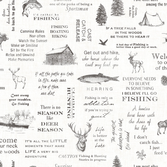 North Black Camping Quotes Wallpaper by Chesapeake Birch & Sparrow Covers about 56.4 square feet 20.5-in by 33-ft long roll Prepasted 20.5 - Fabric Carolina - North Black Camping Quotes Wallpaper by Chesapeake Birch & Sparrow Covers about 56.4 square feet 20.5-in by 33-ft long roll Prepasted 20.5 - Fabric Carolina -