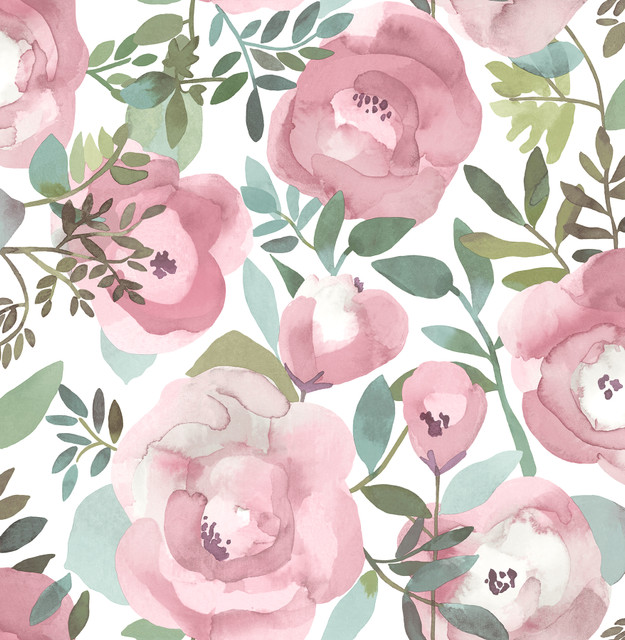Orla Pink Floral Wallpaper by A-Street Prints BlueBell Covers about 56.4 square feet 20.5-in by 33-ft long roll Unpasted 20.9 - Fabric Carolina -