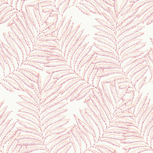 Finnley Pink Inked Fern Wallpaper by A-Street Prints Daylight Covers about 56.4 square feet 20.5-in by 33-ft long roll Unpasted 21 - Fabric Carolina -