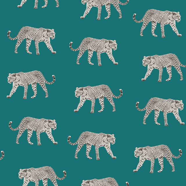 Prowl Teal Jaguars Wallpaper by ESTA Home Design Department Covers about 57.5 square feet 20.9-in by 33-ft long roll Unpasted 20.9 - Fabric Carolina - Prowl Teal Jaguars Wallpaper by ESTA Home Design Department Covers about 57.5 square feet 20.9-in by 33-ft long roll Unpasted 20.9 - Fabric Carolina -