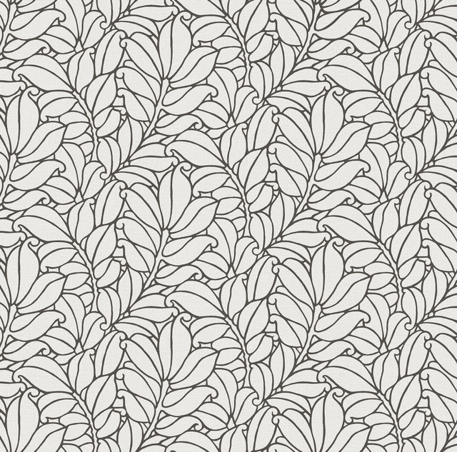 Coraline White Leaf Wallpaper by A-Street Prints Dimensions Covers about 60.8 square feet 27-in by 27-ft long roll Unpasted 25.2 - Fabric Carolina -