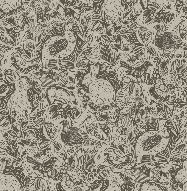 Revival Brown Fauna Wallpaper by A-Street Prints Equinox Covers about 56.4 square feet 20.5-in by 33-ft long roll Unpasted 20.9 - Fabric Carolina -