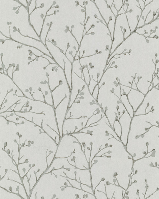 Koura Platinum Branches Wallpaper by A-Street Prints Grey Resource Covers about 57.5 square feet 20.9-in by 33-ft long roll Unpasted 12.5 - Fabric Carolina -
