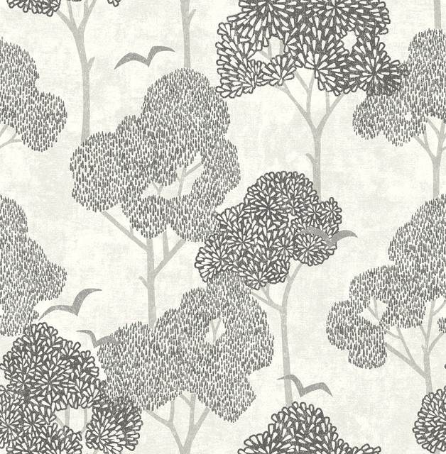 Lykke Black Textured Tree Wallpaper by A-Street Prints Hannah Covers about 56.4 square feet 20.5-in by 33-ft long roll Unpasted 20.9 - Fabric Carolina -