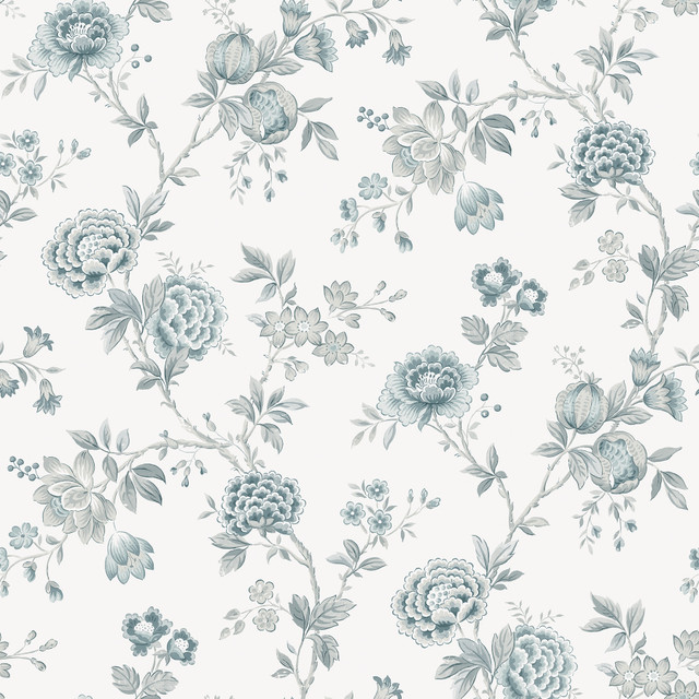 Chrysanthemum Teal Jacobean Wallpaper by Chesapeake Homestead Covers about 56.4 square feet 20.5-in by 33-ft long roll Prepasted 20.5 - Fabric Carolina - Chrysanthemum Teal Jacobean Wallpaper by Chesapeake Homestead Covers about 56.4 square feet 20.5-in by 33-ft long roll Prepasted 20.5 - Fabric Carolina -
