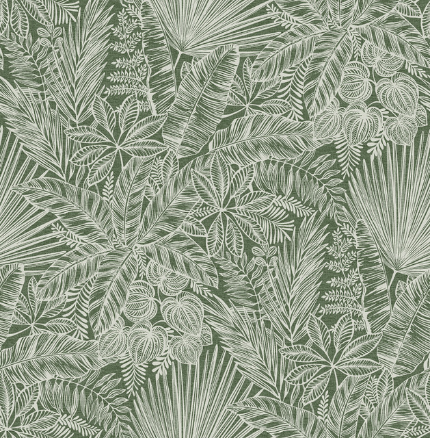 Vita Green Botanical Wallpaper by A-Street Prints Middleton Covers about 56.4 square feet 20.5-in by 33-ft long roll Unpasted 20.9 - Fabric Carolina -