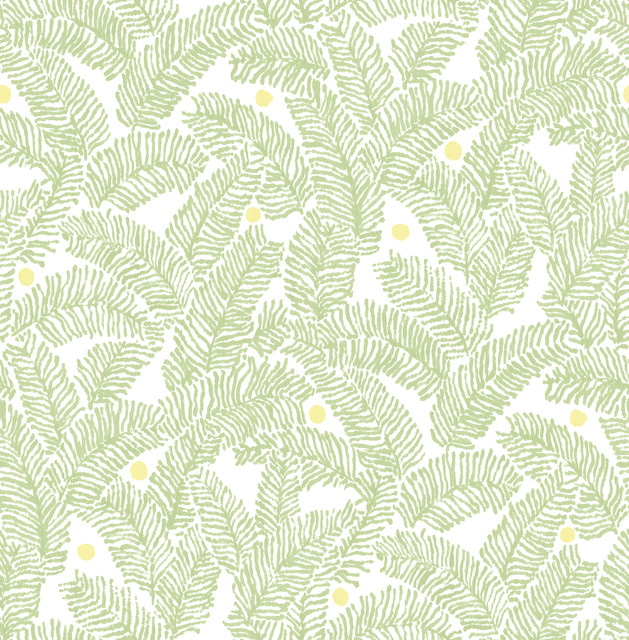 Athina Sage Fern Wallpaper by A-Street Prints Pacifica Covers about 56.4 square feet 20.5-in by 33-ft long roll Unpasted 20.8 - Fabric Carolina -
