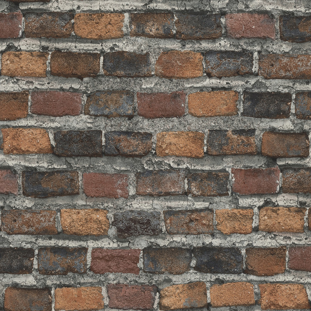 Lennox Rust Brick Wallpaper by Advantage Passport Covers about 57.5 square feet 20.9-in by 33-ft long roll Unpasted 12.6 - Fabric Carolina -