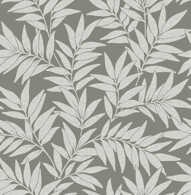 Morris Dark Grey Leaf Wallpaper by A-Street Prints Revival Covers about 56.4 square feet 20.5-in by 33-ft long roll Unpasted 20.9 - Fabric Carolina - Morris Dark Grey Leaf Wallpaper by A-Street Prints Revival Covers about 56.4 square feet 20.5-in by 33-ft long roll Unpasted 20.9 - Fabric Carolina -