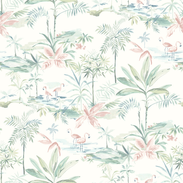 Lagoon Teal Scenic Island Wallpaper by Chesapeake Sanibel Covers about 56.4 square feet 20.5-in by 33-ft long roll Prepasted 20.5 - Fabric Carolina - Lagoon Teal Scenic Island Wallpaper by Chesapeake Sanibel Covers about 56.4 square feet 20.5-in by 33-ft long roll Prepasted 20.5 - Fabric Carolina -