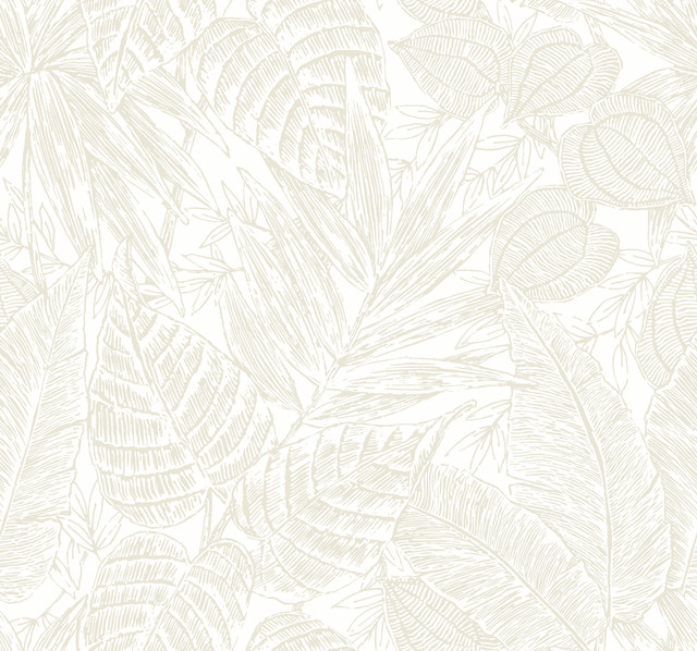 Brentwood Bone Palm Leaves Wallpaper by A-Street Prints Scott Living III Covers about 60.8 square feet 27-in by 27-ft long roll Unpasted 25.25 - Fabric Carolina -