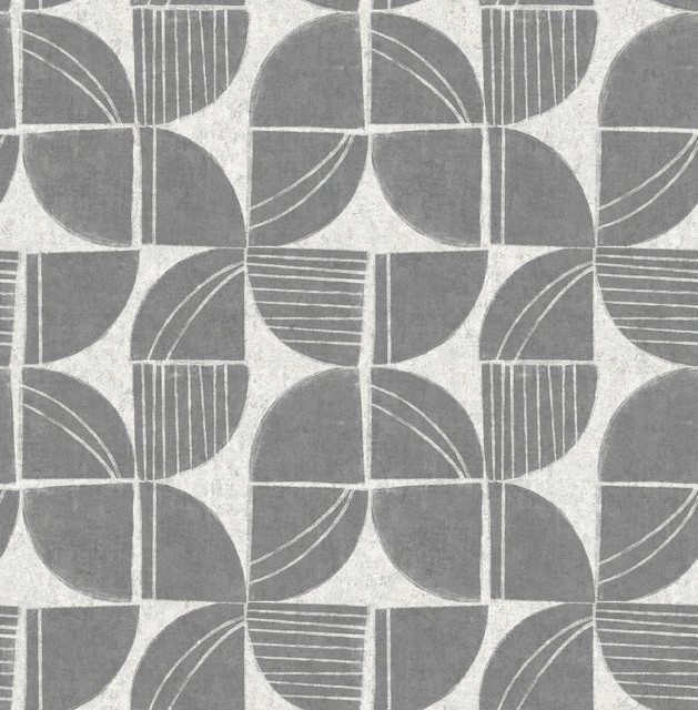 Baxter Charcoal Semicircle Mosaic Wallpaper by A-Street Prints Solace Covers about 56.4 square feet 20.5-in by 33-ft long roll Unpasted 20.86 - Fabric Carolina - Baxter Charcoal Semicircle Mosaic Wallpaper by A-Street Prints Solace Covers about 56.4 square feet 20.5-in by 33-ft long roll Unpasted 20.86 - Fabric Carolina -