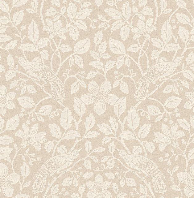 Marlow Beige Bird Vine Wallpaper by Advantage Westbury Forest Covers about 56.4 square feet 20.5-in by 33-ft long roll Unpasted 20.9 - Fabric Carolina - Marlow Beige Bird Vine Wallpaper by Advantage Westbury Forest Covers about 56.4 square feet 20.5-in by 33-ft long roll Unpasted 20.9 - Fabric Carolina -