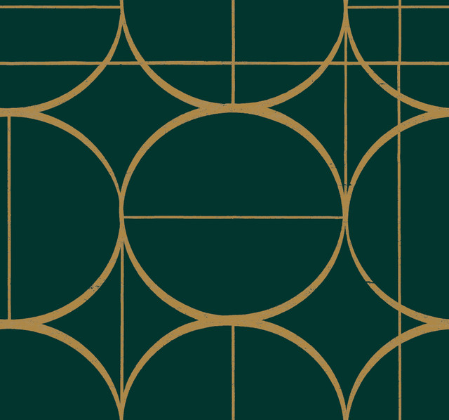 Sun Circles Emerald & Gold Wallpaper by Antonina Vella Antonina Vella Modern Metals Second Edition Covers about 60.5 square feet 27-in by 26.9-ft long roll Unpasted 25.2 - Fabric Carolina - Sun Circles Emerald & Gold Wallpaper by Antonina Vella Antonina Vella Modern Metals Second Edition Covers about 60.5 square feet 27-in by 26.9-ft long roll Unpasted 25.2 - Fabric Carolina -
