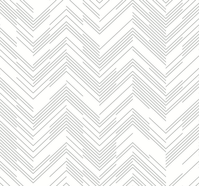 Polished Chevron White & Silver Wallpaper by Antonina Vella Antonina Vella Modern Metals Second Edition Covers about 60.5 square feet 27-in by 26.9-ft long roll Unpasted 25.2 - Fabric Carolina -
