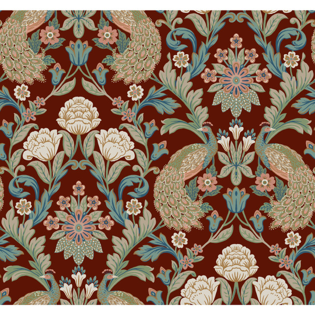 Plume Dynasty Red Metallic Wallpaper by Ronald Redding Arts and Crafts Covers about 60.8 square feet 27-in by 27-ft long roll Unpasted 25.25 - Fabric Carolina - Plume Dynasty Red Metallic Wallpaper by Ronald Redding Arts and Crafts Covers about 60.8 square feet 27-in by 27-ft long roll Unpasted 25.25 - Fabric Carolina -