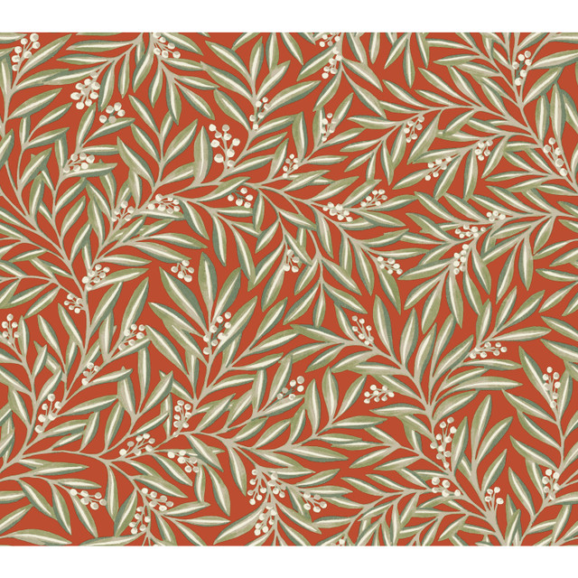 Rowan Rust Wallpaper by Ronald Redding Arts and Crafts Covers about 60.8 square feet 27-in by 27-ft long roll Unpasted 24 - Fabric Carolina -