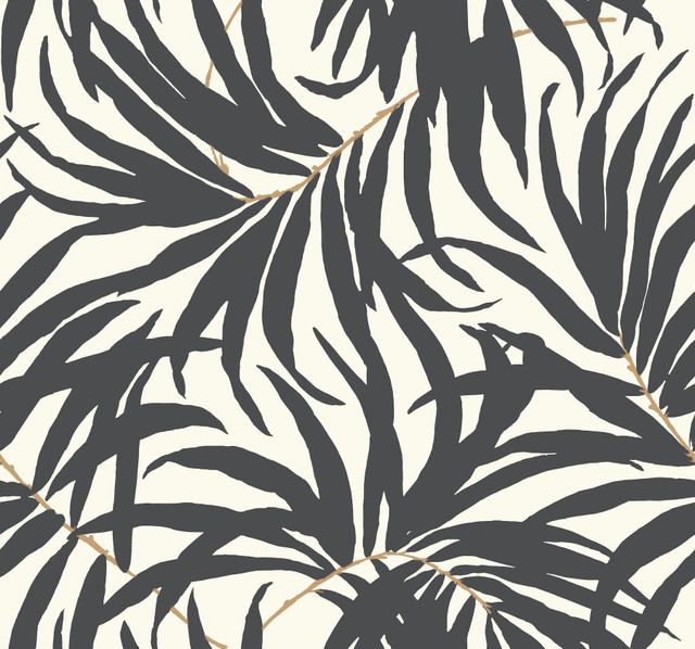 Bali Leaves Off White & Dark Grey Wallpaper by Inspired by Color Black & White, III Covers about 60.8 square feet 27-in by 27-ft long roll Prepasted 25.25 - Fabric Carolina - Bali Leaves Off White & Dark Grey Wallpaper by Inspired by Color Black & White, III Covers about 60.8 square feet 27-in by 27-ft long roll Prepasted 25.25 - Fabric Carolina -