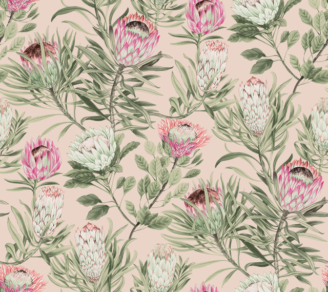 Protea Blush Wallpaper by York Wallcoverings Blooms Covers about 60.8 square feet 27-in by 27-ft long roll Unpasted 24 - Fabric Carolina - Protea Blush Wallpaper by York Wallcoverings Blooms Covers about 60.8 square feet 27-in by 27-ft long roll Unpasted 24 - Fabric Carolina -