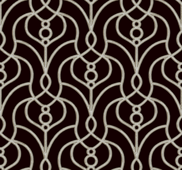 Divine Trellis Black Wallpaper by Candice Olson Candice Olson Casual Elegance Covers about 60.8 square feet 27-in by 27-ft long roll Unpasted 25.25 - Fabric Carolina -