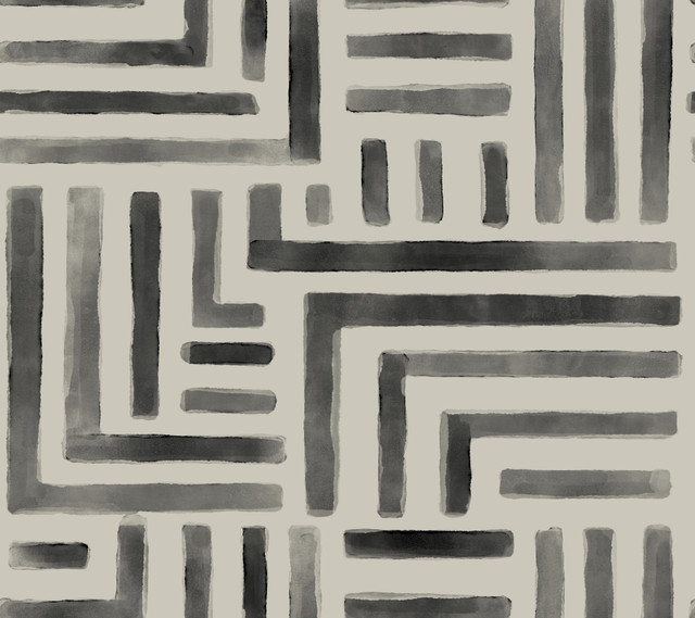 Painterly Labyrinth Charcoal Wallpaper by Lemieux et Cie Lemieux et Cie Signature Covers about 60.8 square feet 27-in by 27-ft long roll Unpasted 24 - Fabric Carolina - Painterly Labyrinth Charcoal Wallpaper by Lemieux et Cie Lemieux et Cie Signature Covers about 60.8 square feet 27-in by 27-ft long roll Unpasted 24 - Fabric Carolina -