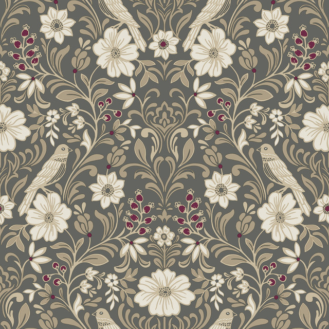 Colette Charcoal Wallpaper by Magnolia Home Magnolia Home 4 Covers about 56.4 square feet 20.5-in by 33-ft long roll Prepasted 20.5 - Fabric Carolina - Colette Charcoal Wallpaper by Magnolia Home Magnolia Home 4 Covers about 56.4 square feet 20.5-in by 33-ft long roll Prepasted 20.5 - Fabric Carolina -