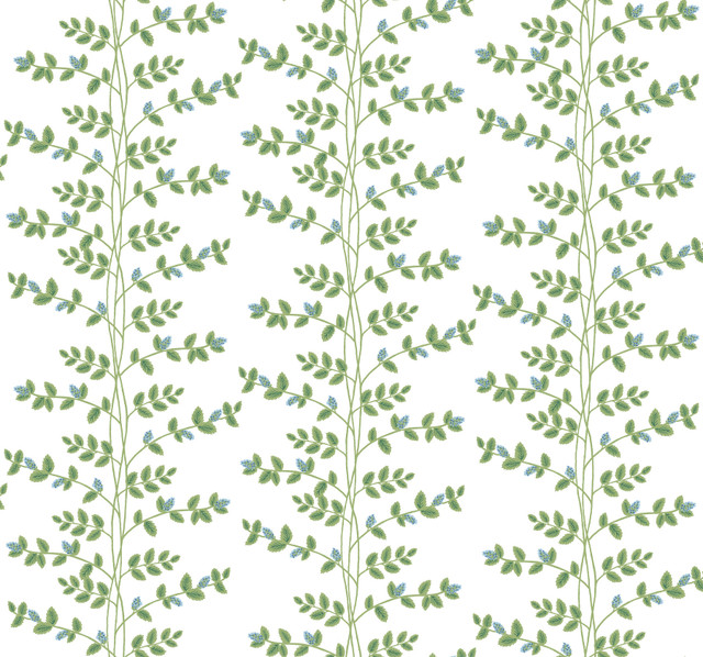 Climbing Vine Blue Wallpaper by Rifle Paper Co. Rifle Paper Co. 3rd Edition Covers about 60.8 square feet 27-in by 27-ft long roll Unpasted 25.25 - Fabric Carolina -