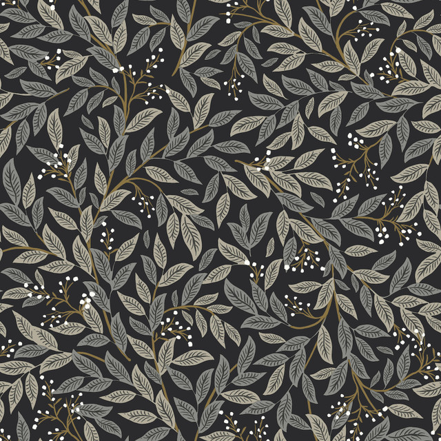 Willowberry Black Wallpaper by Rifle Paper Co. Rifle Paper Co. 3rd Edition Covers about 56.4 square feet 20.5-in by 33-ft long roll Unpasted 20.5 - Fabric Carolina - Willowberry Black Wallpaper by Rifle Paper Co. Rifle Paper Co. 3rd Edition Covers about 56.4 square feet 20.5-in by 33-ft long roll Unpasted 20.5 - Fabric Carolina -
