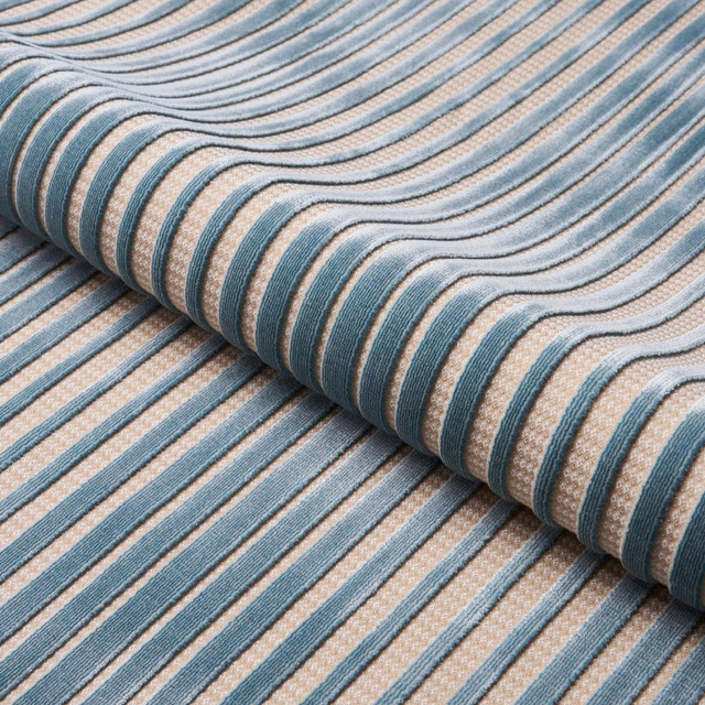 Chimay Stripe Velvet Ciel 82150 by Schumacher Fabric Cut & Patterned Velvets 6.5" - Fabric Carolina - Chimay Stripe Velvet Ciel 82150 by Schumacher Fabric Cut & Patterned Velvets 6.5" - Fabric Carolina -