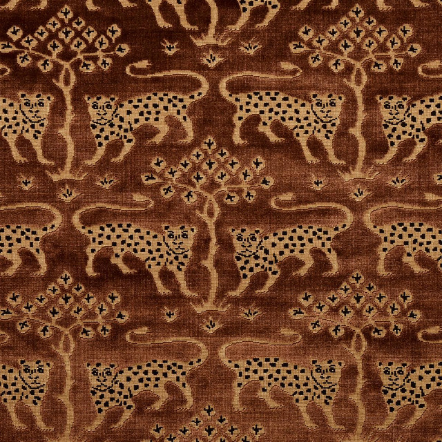 Woodland Leopard Velvet Sepia 80083 by Schumacher Fabric Cut & Patterned Velvets 13.25" - Fabric Carolina -
