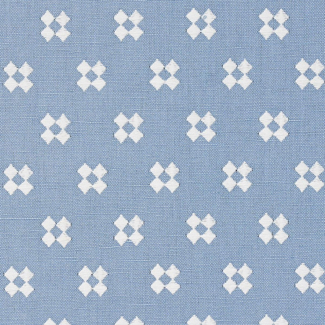 Thandie Embroidery Ivory On Chambray 82122 by Schumacher Fabric Bohemia 1.5" - Fabric Carolina -