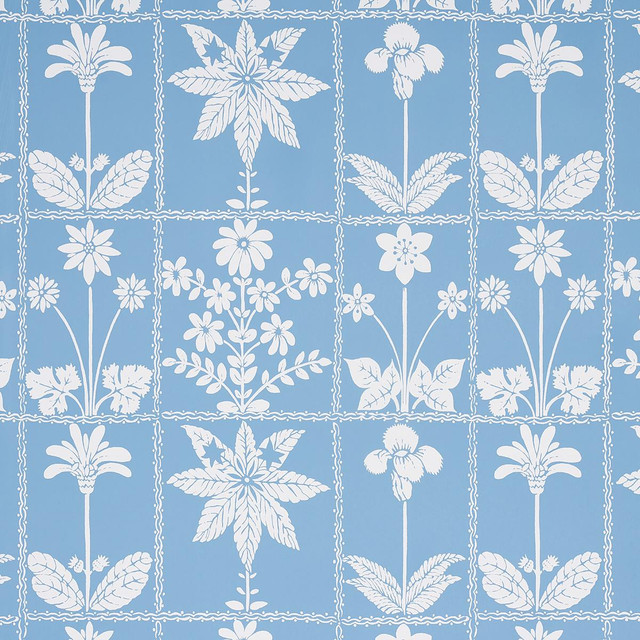 Georgia Wildflowers Blue 5014820 by Schumacher Wallpaper Folly Cove 27.0" - Fabric Carolina -